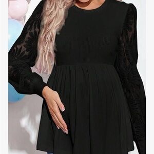 Chic Black Long Sleeve Maternity shirt blouse